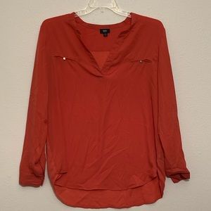 Sale Orange Long Sleeve Blouse
